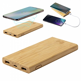 Powerbank wireless din lemn cu 2 porturi USB - AP721672